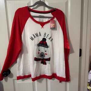 Cuddl Duds Women's White Top with Red Trim